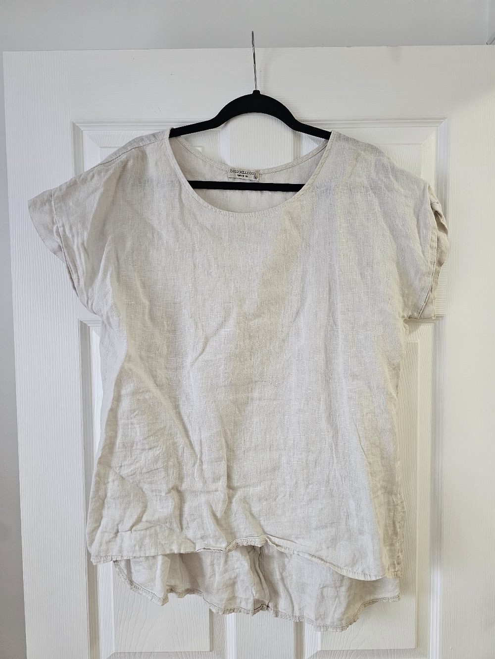 Terzo Millennio Relaxed Natural Linen Short Sleeve Tunic - Neutral
